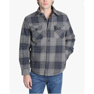 Jachs Wool Blend Gray Sherpa Lined Flannel Shirt Jacket Utility Layer Warm Sz XL